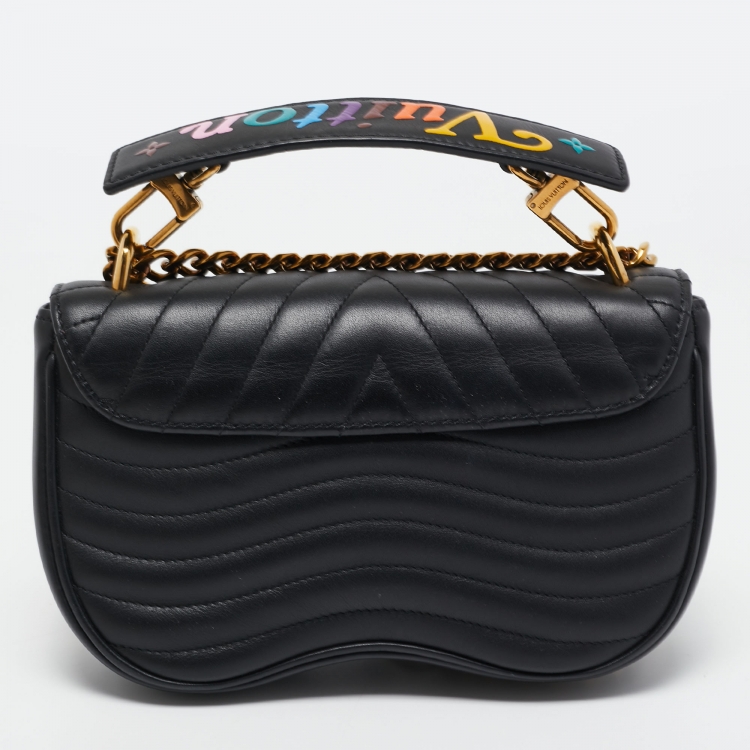 Pre Owned Louis Vuitton Black Leather New Wave Chain PM Bag