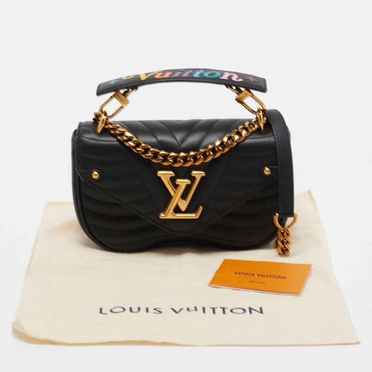 Pre Owned Louis Vuitton Black Leather New Wave Chain PM Bag
