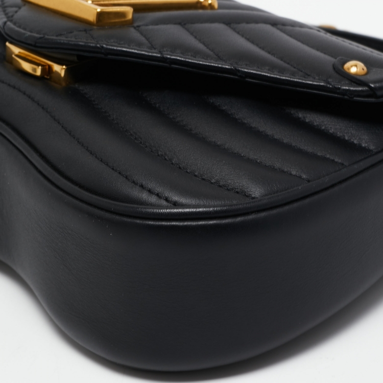 Pre Owned Louis Vuitton Black Leather New Wave Chain PM Bag