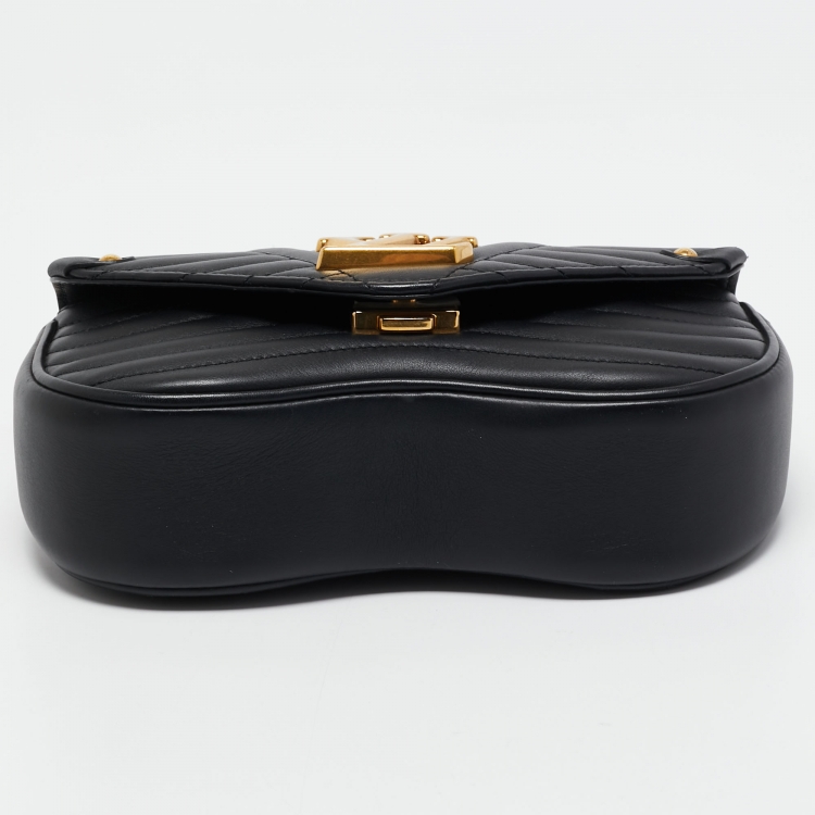 Pre Owned Louis Vuitton Black Leather New Wave Chain PM Bag