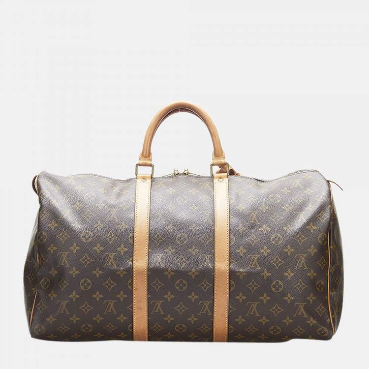Pre Owned Louis Vuitton Brown Canvas Monogram Keepall 50 Duffel Bag