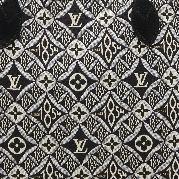 Pre Owned Louis Vuitton Black/White Jacquard Since 1854 Neverfull MM Bag