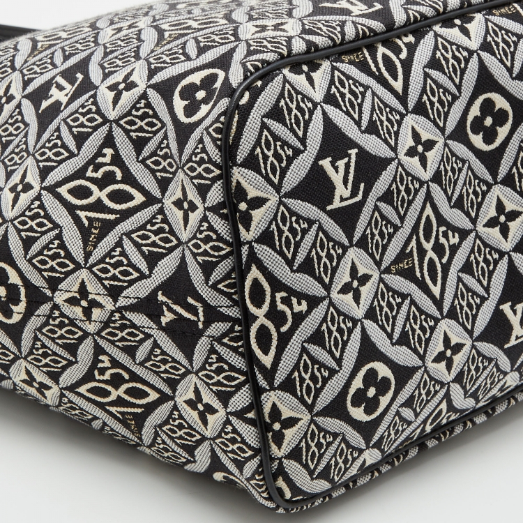 Pre Owned Louis Vuitton Black/White Jacquard Since 1854 Neverfull MM Bag