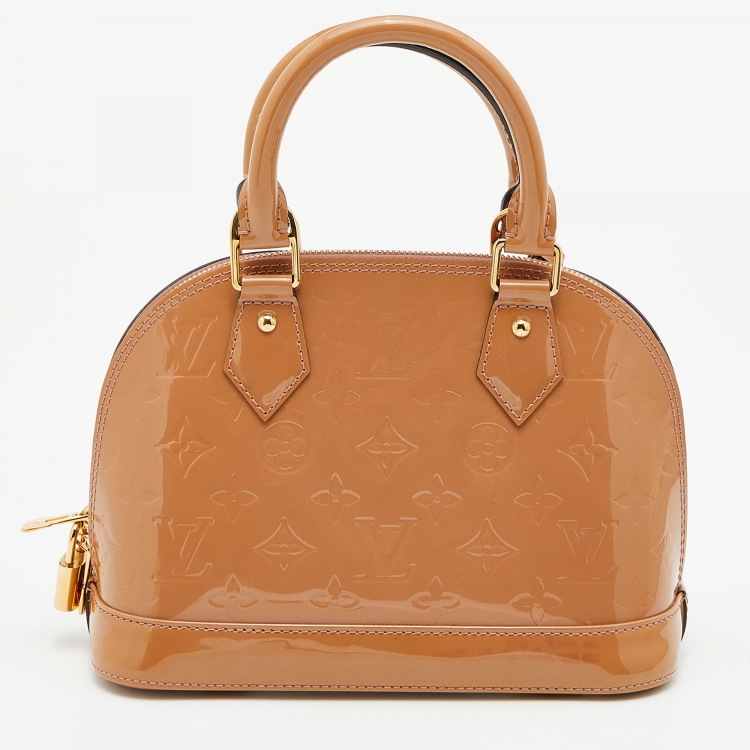 Pre Owned Louis Vuitton Beige Poudre Monogram Vernis Alma BB Bag