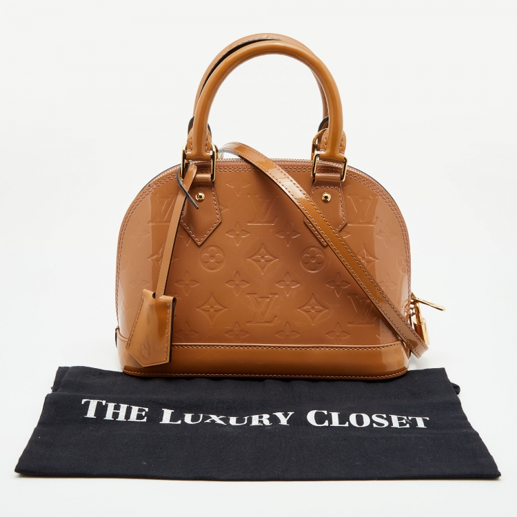 Pre Owned Louis Vuitton Beige Poudre Monogram Vernis Alma BB Bag