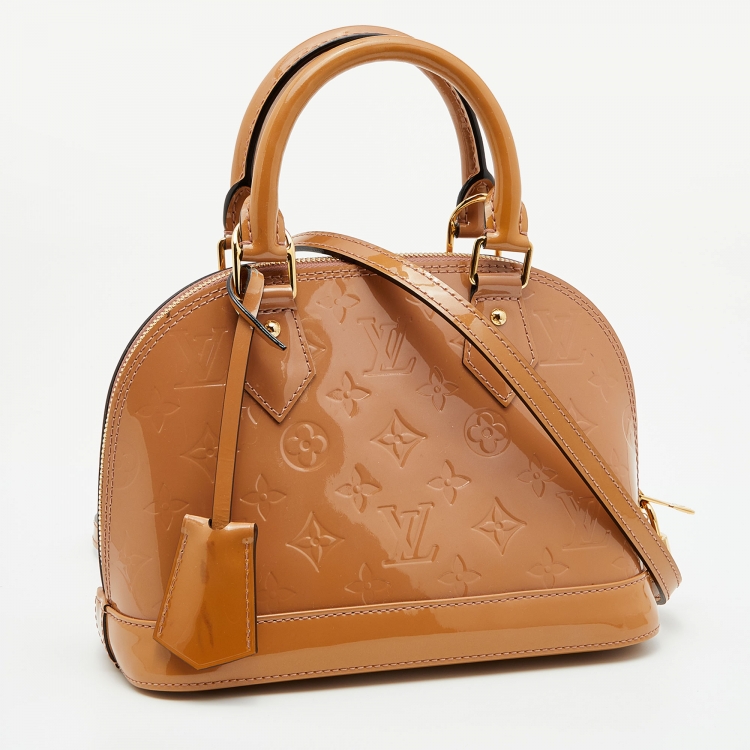 Pre Owned Louis Vuitton Beige Poudre Monogram Vernis Alma BB Bag