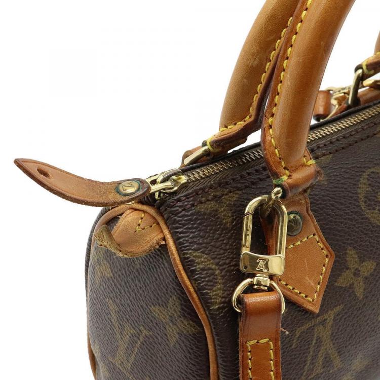 Pre Owned Louis Vuitton Brown Monogram Canvas Speedy Mini Top Handle Bag