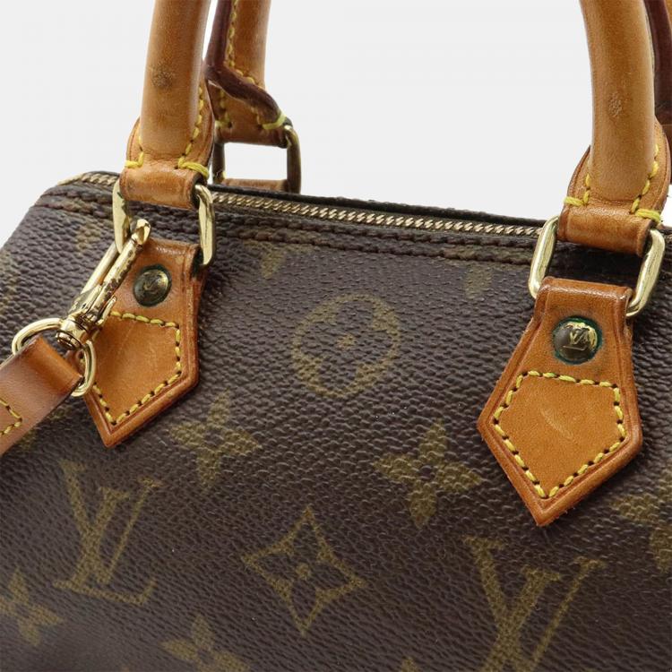 Pre Owned Louis Vuitton Brown Monogram Canvas Speedy Mini Top Handle Bag