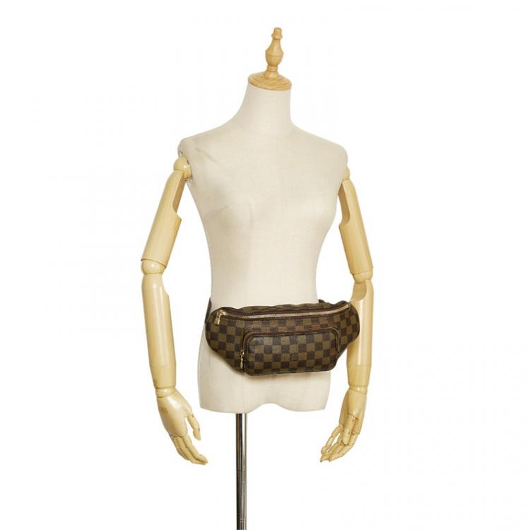 Pre Owned Louis Vuitton Brown Canvas Damier Ebene Merville belt bag