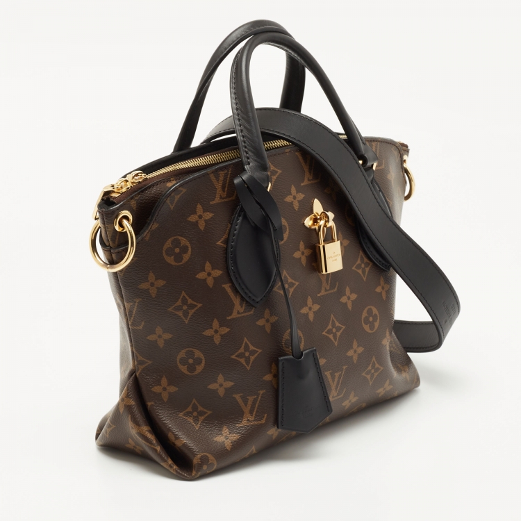 Pre Owned Louis Vuitton Black Monogram Canvas Flower Zipped PM Bag