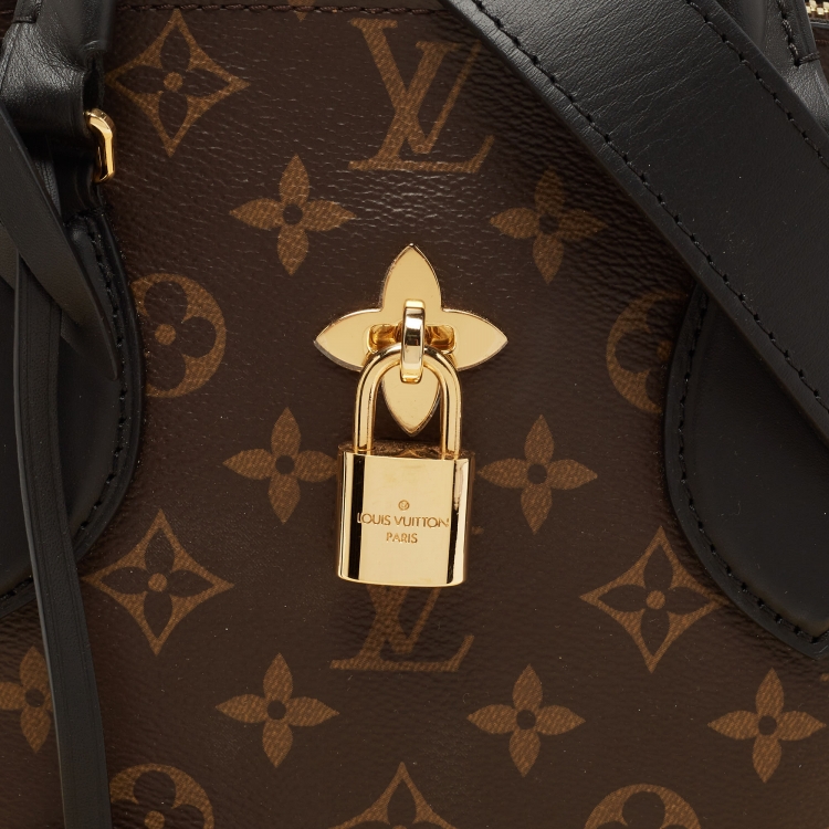 Pre Owned Louis Vuitton Black Monogram Canvas Flower Zipped PM Bag