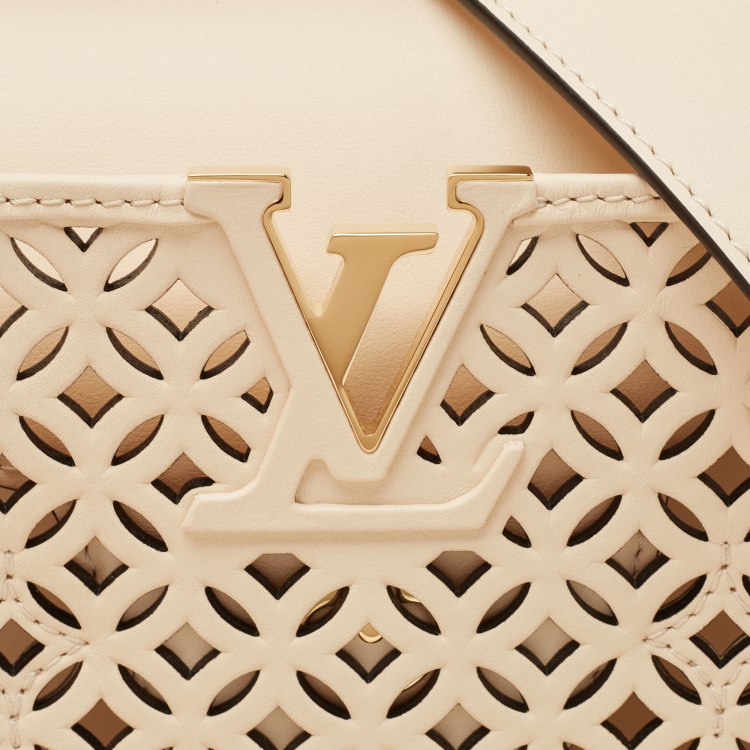 Pre Owned Louis Vuitton Light Beige Leather Limited Edition Garden Party Capucines BB Bag