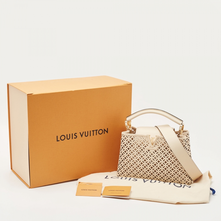 Pre Owned Louis Vuitton Light Beige Leather Limited Edition Garden Party Capucines BB Bag