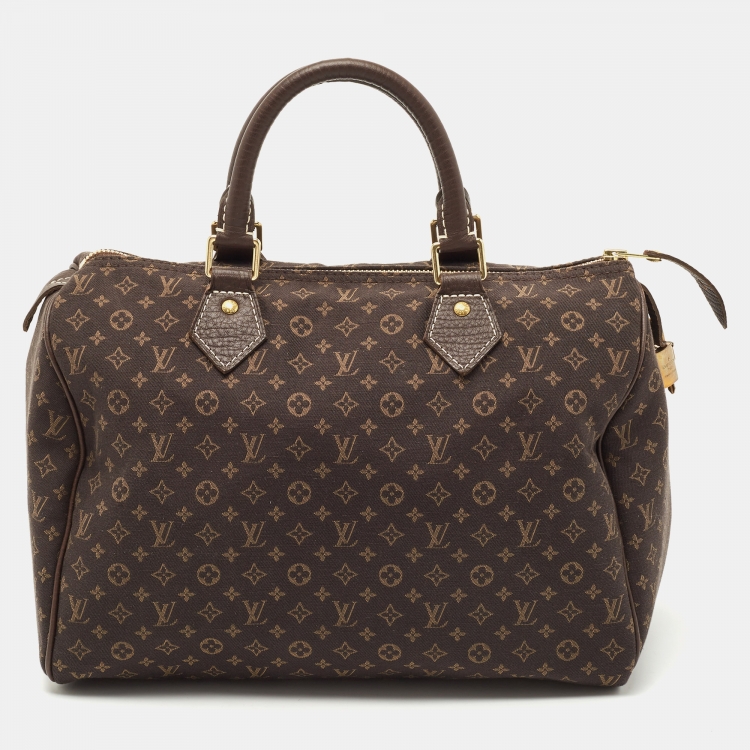 مملوكة مسبقًا Louis Vuitton Ebene Monogram Canvas Mini Lin Speedy 30 Bag