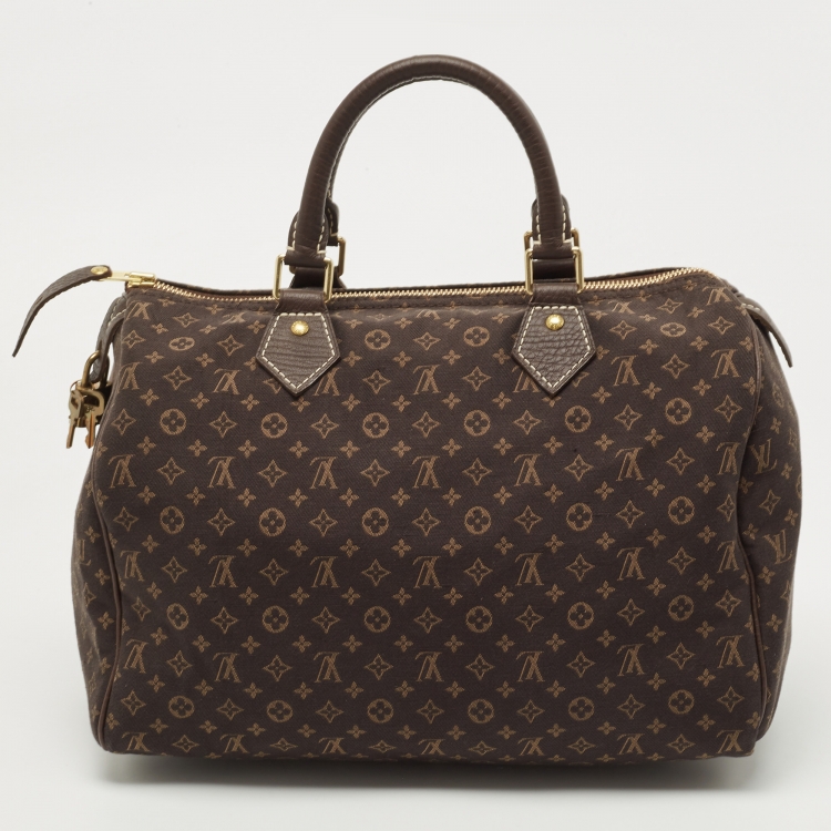 مملوكة مسبقًا Louis Vuitton Ebene Monogram Canvas Mini Lin Speedy 30 Bag