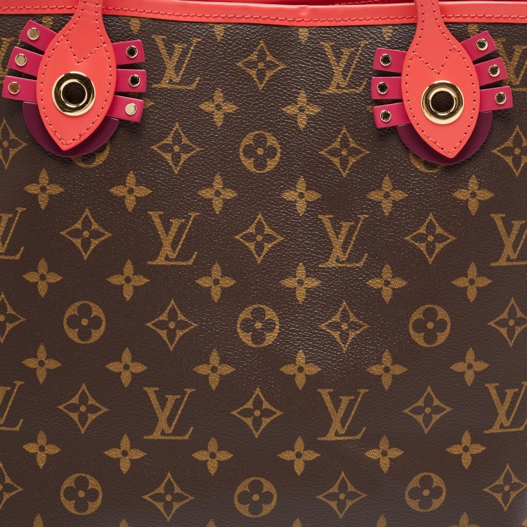 Pre Owned Louis Vuitton Flamingo Monogram Canvas Neverfull Totem NM MM Bag