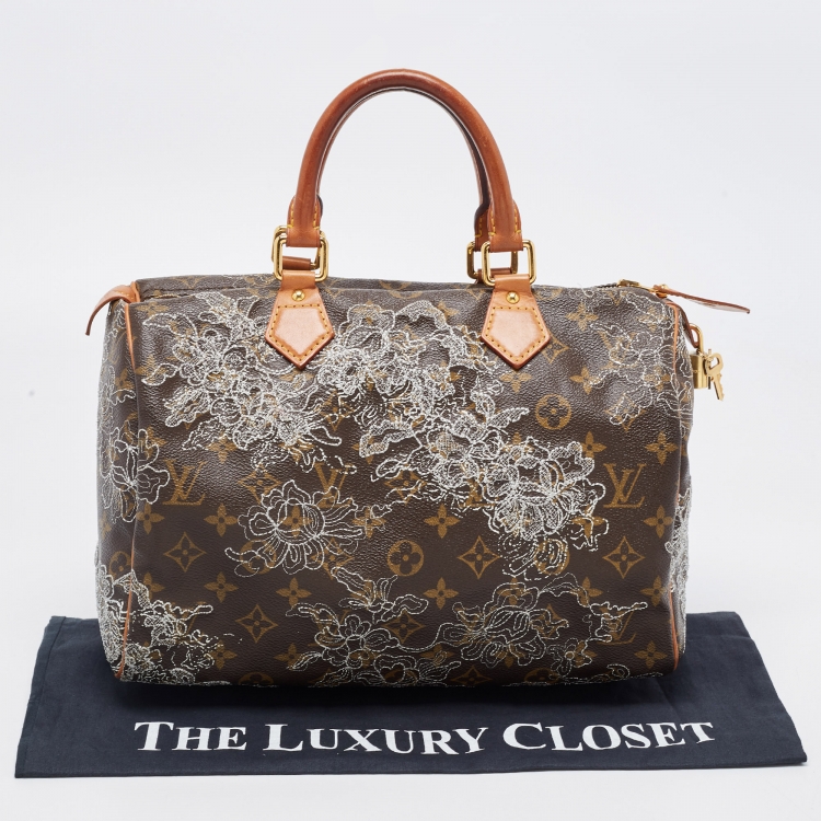 Pre Owned Louis Vuitton Monogram Canvas Limited Edition Dentelle Speedy 30