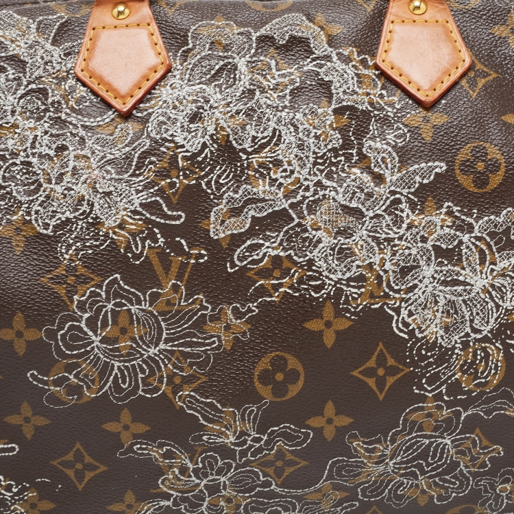 Pre Owned Louis Vuitton Monogram Canvas Limited Edition Dentelle Speedy 30