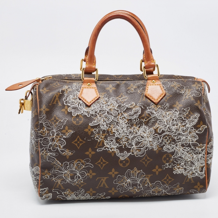 Pre Owned Louis Vuitton Monogram Canvas Limited Edition Dentelle Speedy 30