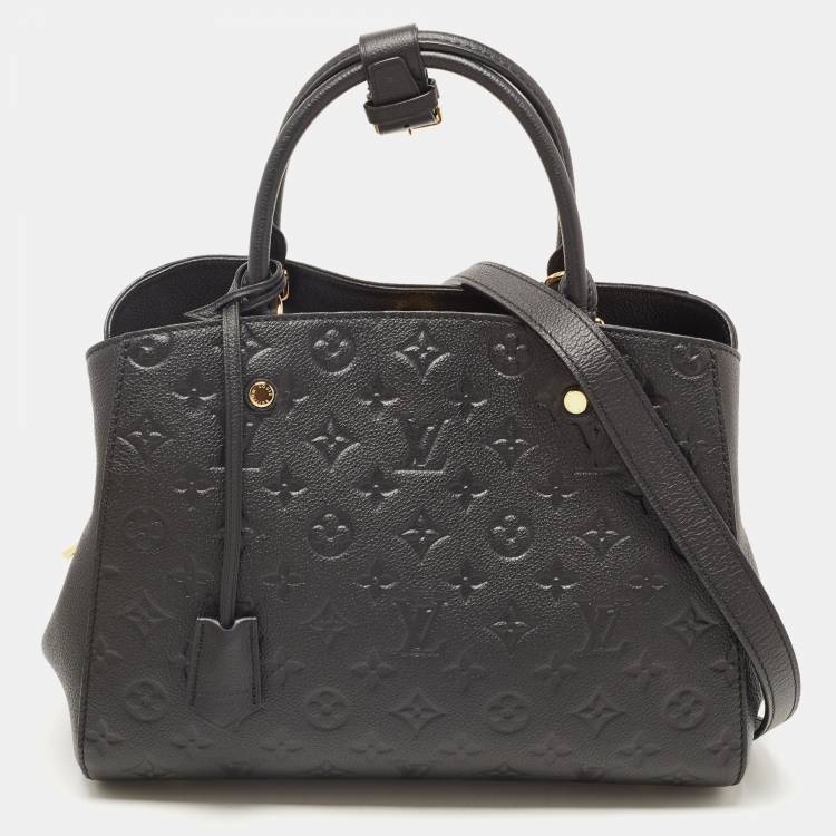 Pre Owned Louis Vuitton Black Monogram Empreinte Leather Montaigne MM Bag