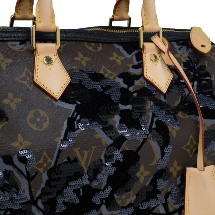 Pre Owned Louis Vuitton Monogram Canvas Limited Edition Fleur De Jais Speedy 30 Bag