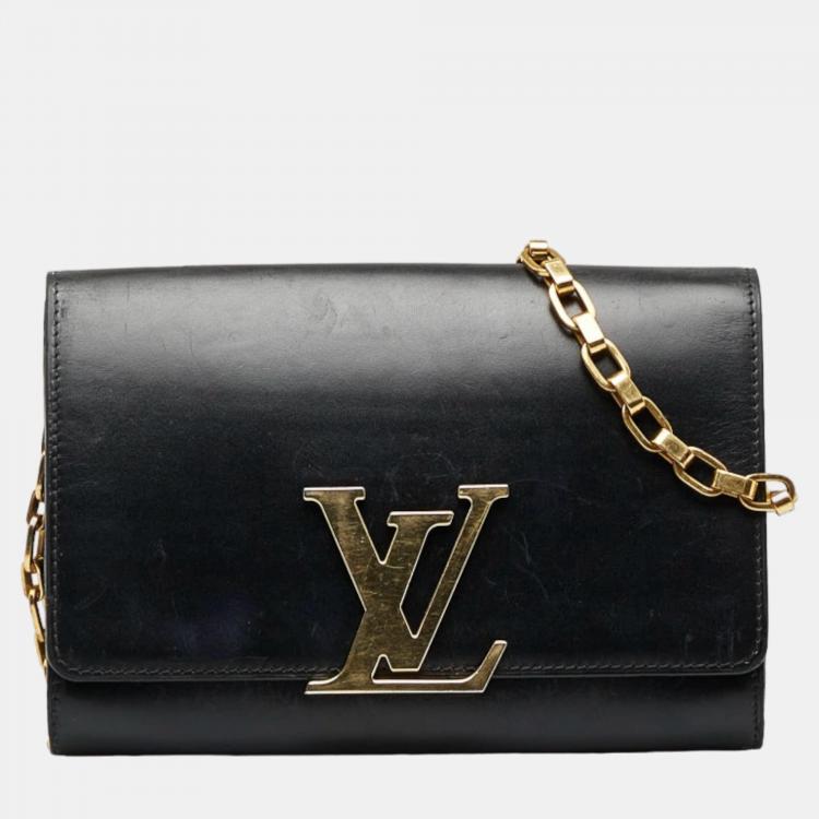 Louis Vuitton Black Leather Chain Louise MM Shoulder Bag Louis