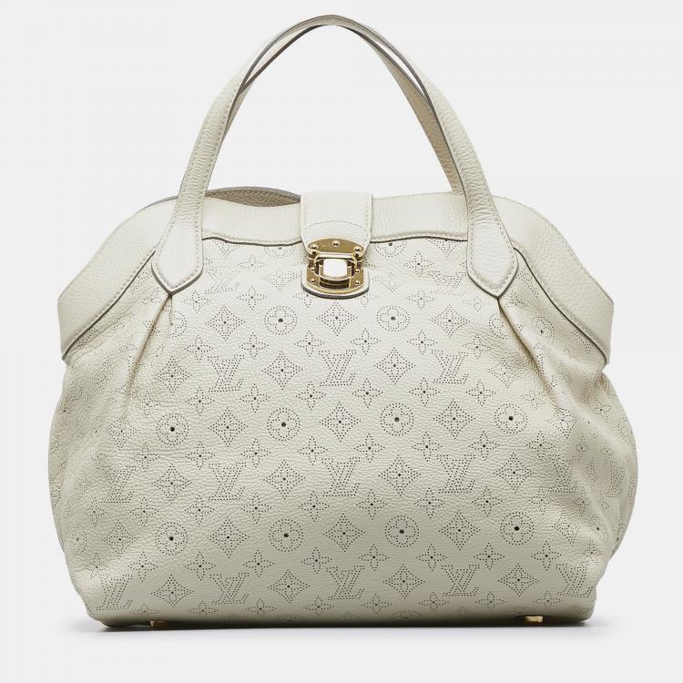 White Louis Vuitton Monogram Mahina Cirrus MM Tote Bag