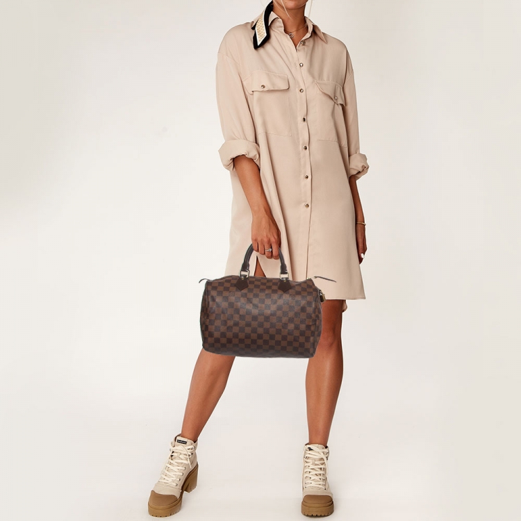 Pre Owned Louis Vuitton Damier Ebene Canvas Speedy 30 Bag