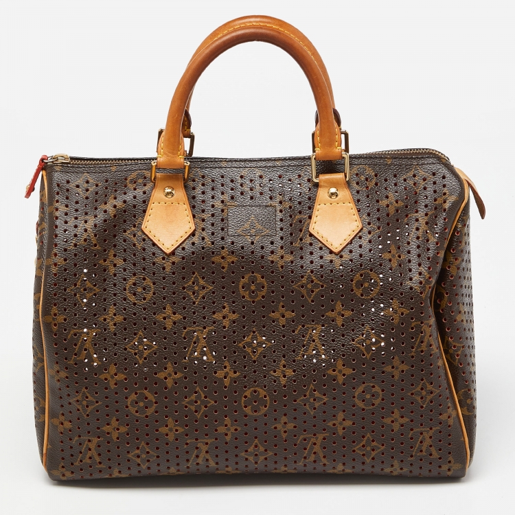 Pre Owned Louis Vuitton Fuchsia Monogram Perforated Canvas Speedy 30 Bag