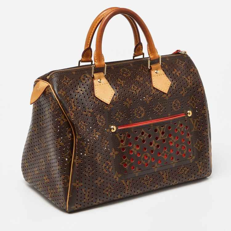 Pre Owned Louis Vuitton Fuchsia Monogram Perforated Canvas Speedy 30 Bag