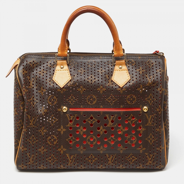 Pre Owned Louis Vuitton Fuchsia Monogram Perforated Canvas Speedy 30 Bag