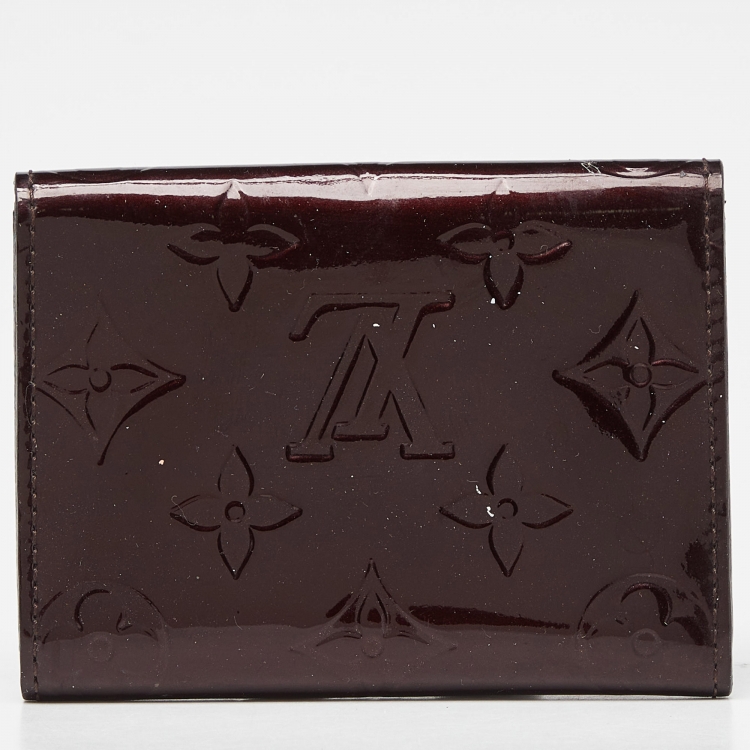 Pre Owned Louis Vuitton Amarante Monogram Vernis Envelope Business Card Holder