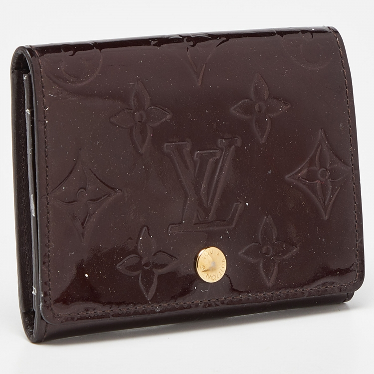 Pre Owned Louis Vuitton Amarante Monogram Vernis Envelope Business Card Holder
