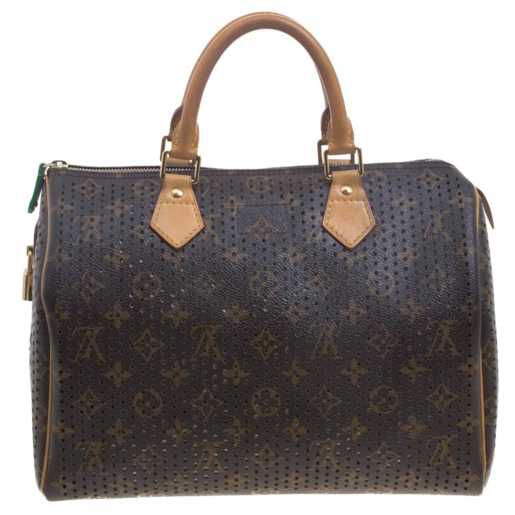 Pre Owned Louis Vuitton Green Monogram Perforated Canvas Limited Edition Speedy 30