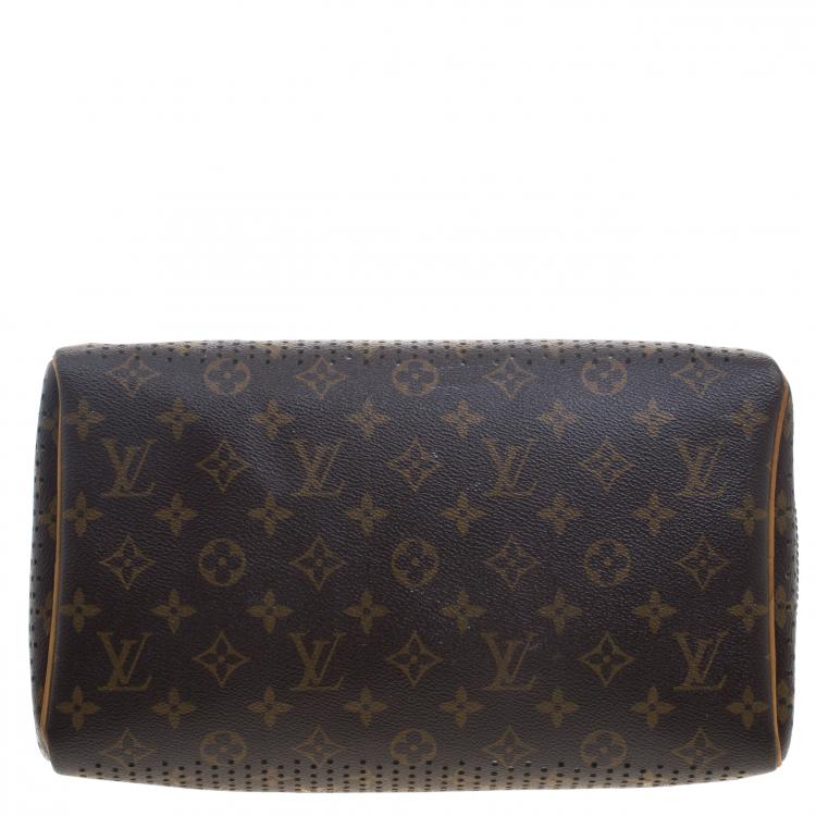 Pre Owned Louis Vuitton Green Monogram Perforated Canvas Limited Edition Speedy 30