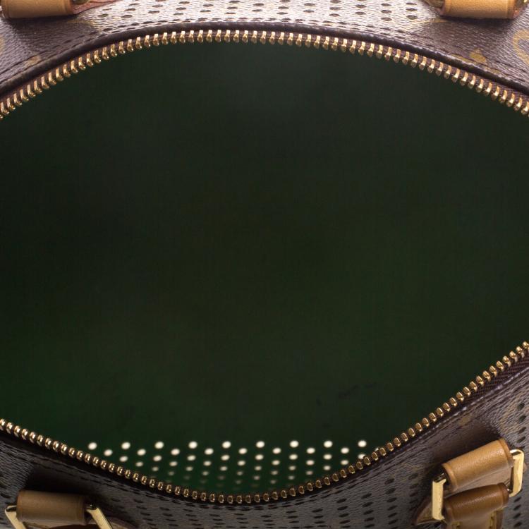 Pre Owned Louis Vuitton Green Monogram Perforated Canvas Limited Edition Speedy 30