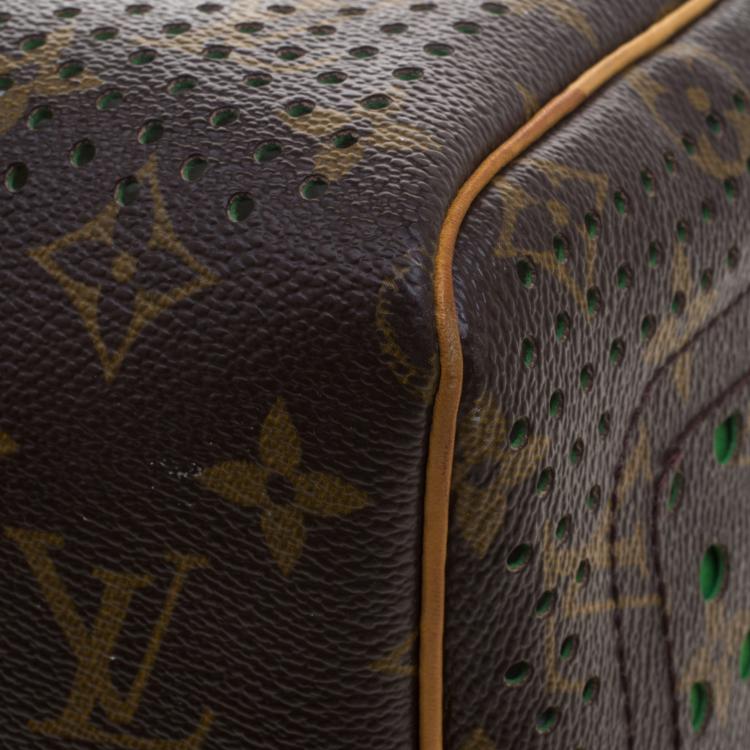 Pre Owned Louis Vuitton Green Monogram Perforated Canvas Limited Edition Speedy 30