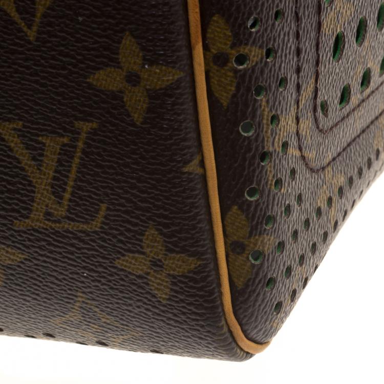 Pre Owned Louis Vuitton Green Monogram Perforated Canvas Limited Edition Speedy 30
