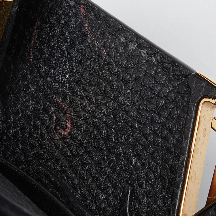Pre Owned Louis Vuitton Black Leather and Python Capucines Mini Bag