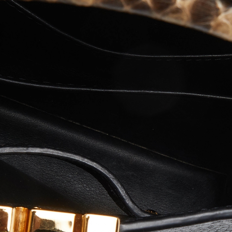 Pre Owned Louis Vuitton Black Leather and Python Capucines Mini Bag