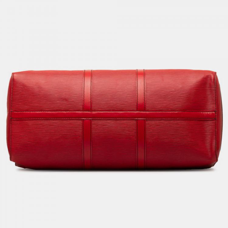 Pre Owned Louis Vuitton Red Leather Epi Keepall 50 Duffel Bags