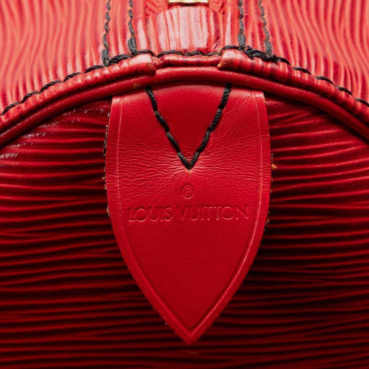 Pre Owned Louis Vuitton Red Leather Epi Keepall 50 Duffel Bags