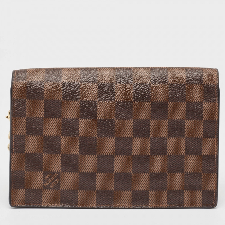 Pre Owned Louis Vuitton Black Damier Ebene Canvas Vavin Chain Wallet 