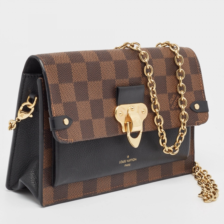 Pre Owned Louis Vuitton Black Damier Ebene Canvas Vavin Chain Wallet 