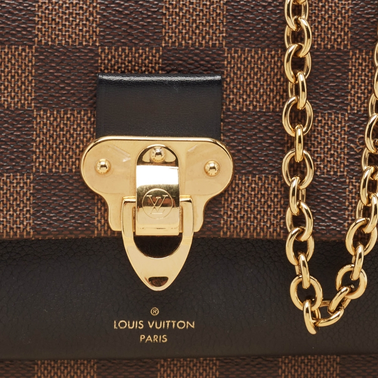 Pre Owned Louis Vuitton Black Damier Ebene Canvas Vavin Chain Wallet 