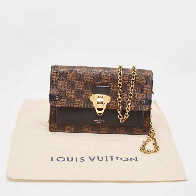 Pre Owned Louis Vuitton Black Damier Ebene Canvas Vavin Chain Wallet 