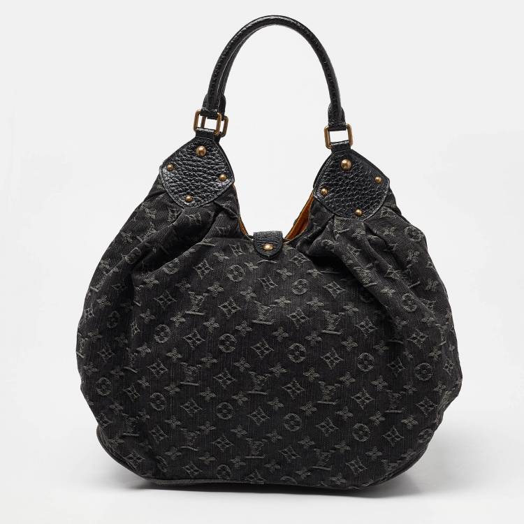 Pre Owned Louis Vuitton Black Denim Monogram Surya XL Bag