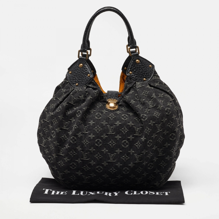 Pre Owned Louis Vuitton Black Denim Monogram Surya XL Bag