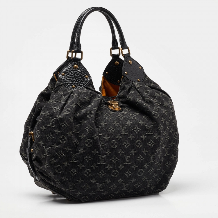 Pre Owned Louis Vuitton Black Denim Monogram Surya XL Bag