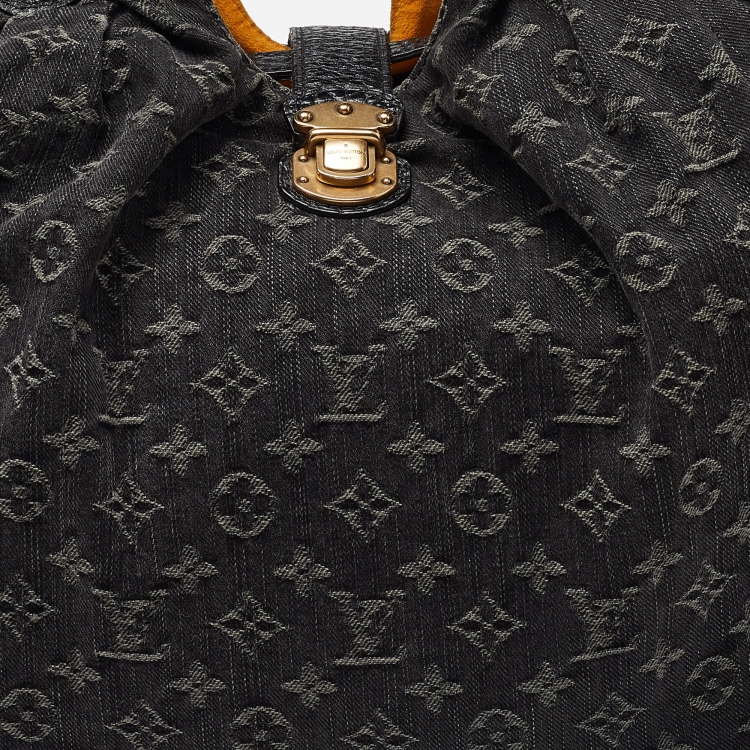 Pre Owned Louis Vuitton Black Denim Monogram Surya XL Bag